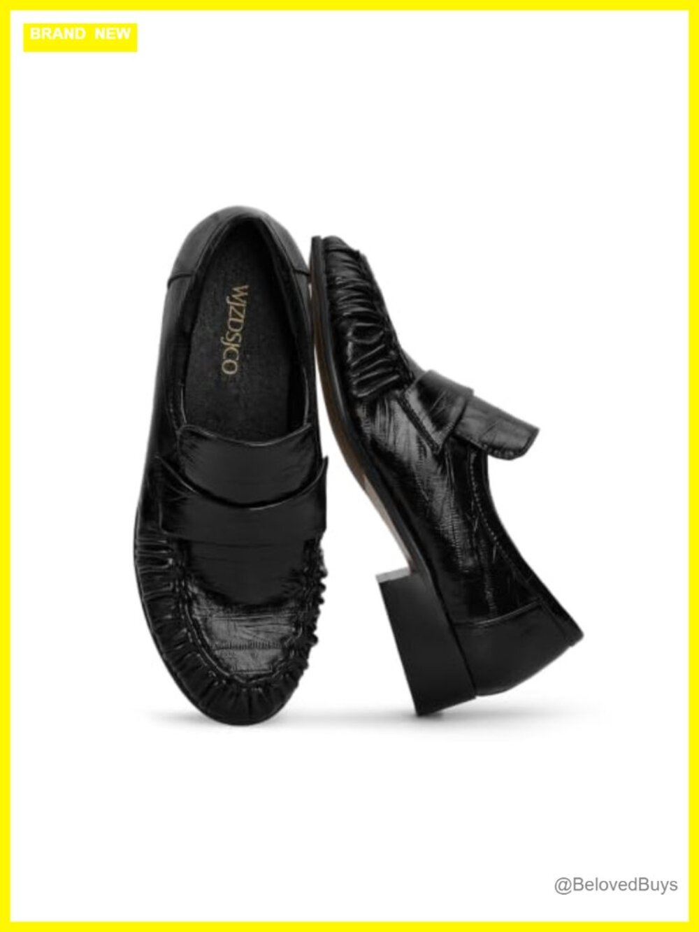 Women's Chunky Heel Penny Loafers Faux Leather Slip On Work Flats